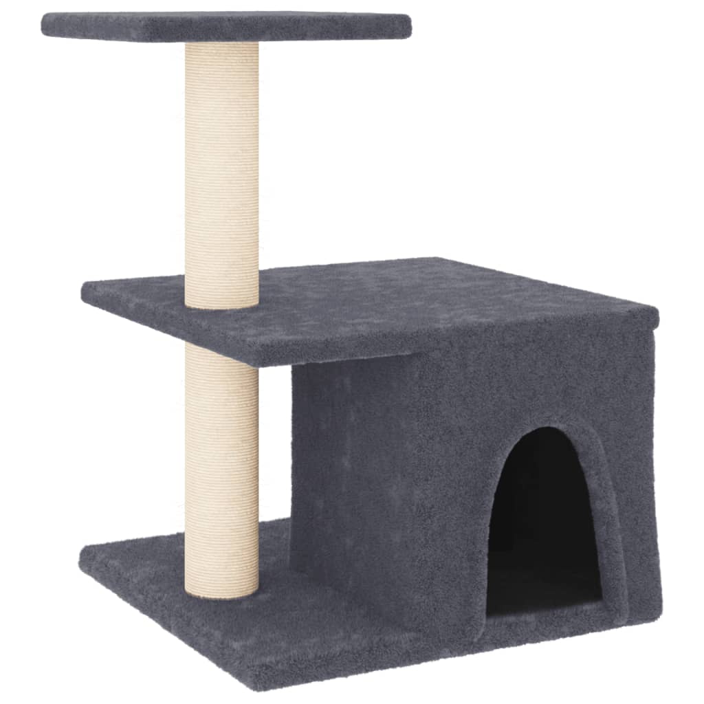 Vidaxl árvore p/ gatos c/ postes arranhadores sisal 48 cm cinza-escuro