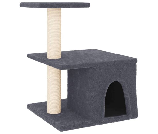 Vidaxl árvore p/ gatos c/ postes arranhadores sisal 48 cm cinza-escuro