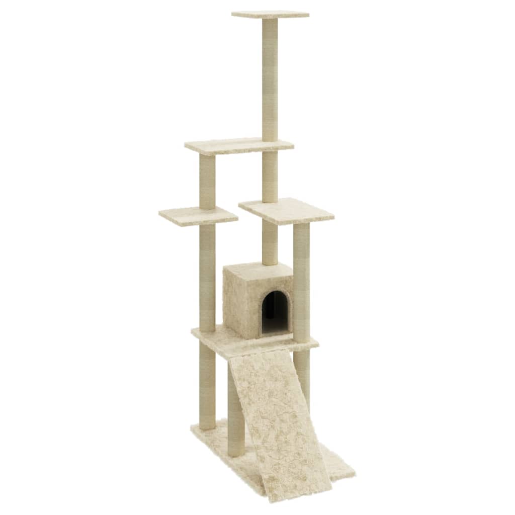 Vidaxl árvore para gatos c/ postes arranhadores sisal 155 cm cor creme