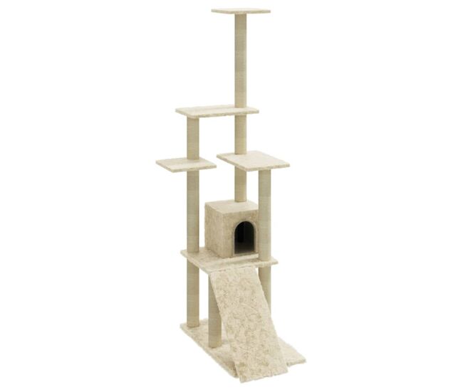 Vidaxl árvore para gatos c/ postes arranhadores sisal 155 cm cor creme