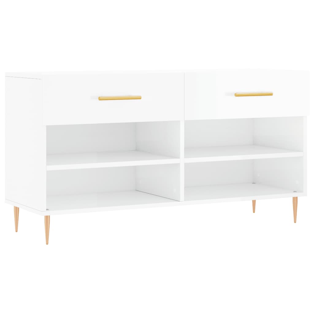 Vidaxl banco sapateira 102x35x55 cm derivados madeira branco brilhante