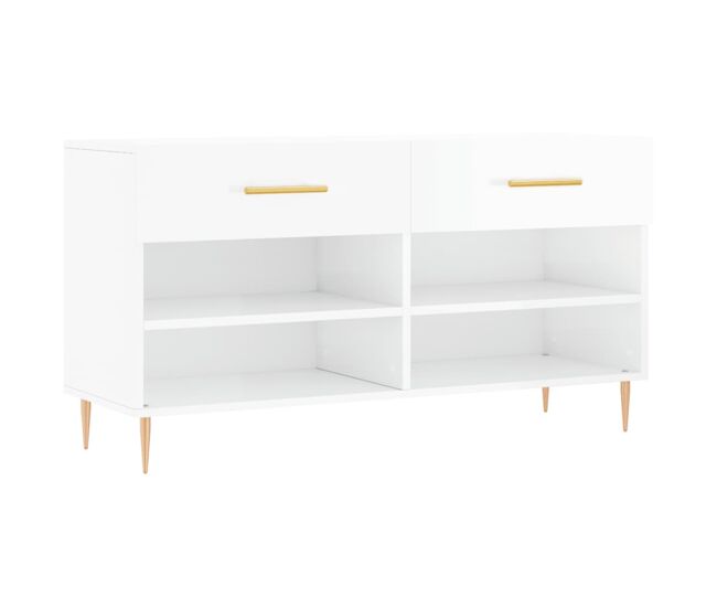 Vidaxl banco sapateira 102x35x55 cm derivados madeira branco brilhante