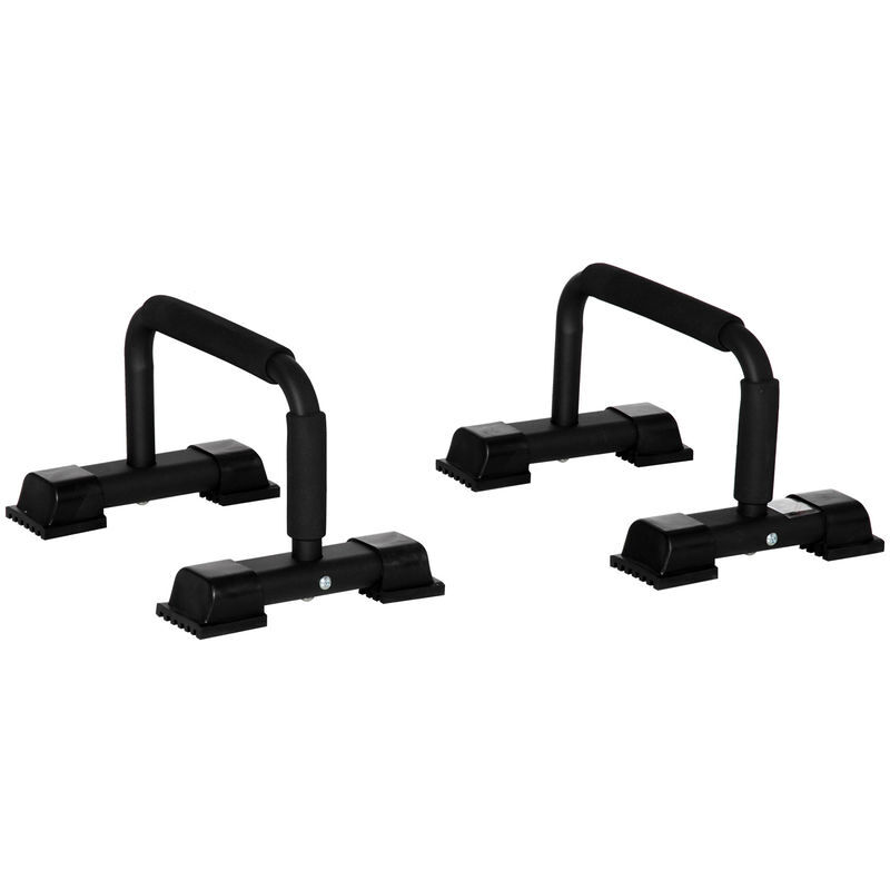 Homcom barras paralelas de calistenia em acier com base antiderrapante e pegas acolchoadas para treino de fitness em ginásio ou em casa 36x25x20 cm noir