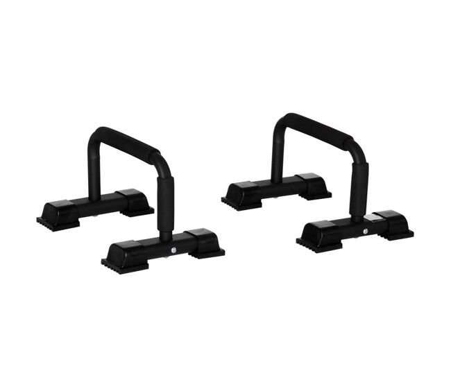 Homcom barras paralelas de calistenia em acier com base antiderrapante e pegas acolchoadas para treino de fitness em ginásio ou em casa 36x25x20 cm noir