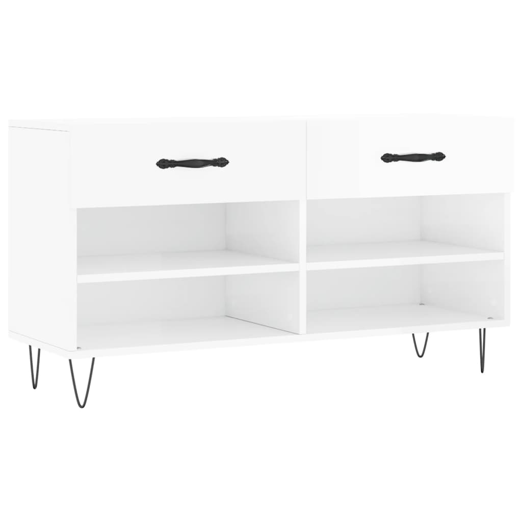 Vidaxl banco sapateira 102x35x55 cm derivados madeira branco brilhante