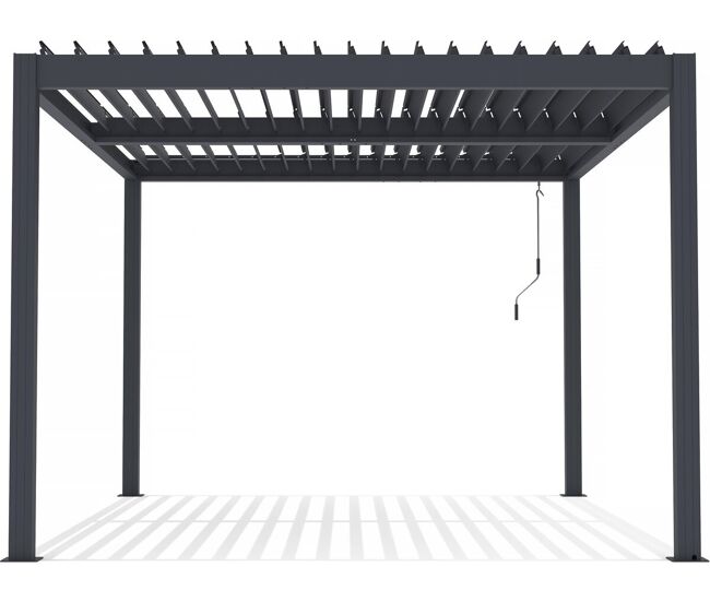 Pérgula bioclimática de jardim em alumínio - dimensões: 304 x 394 x 218 cm - materiais: alumínio - gris escuro