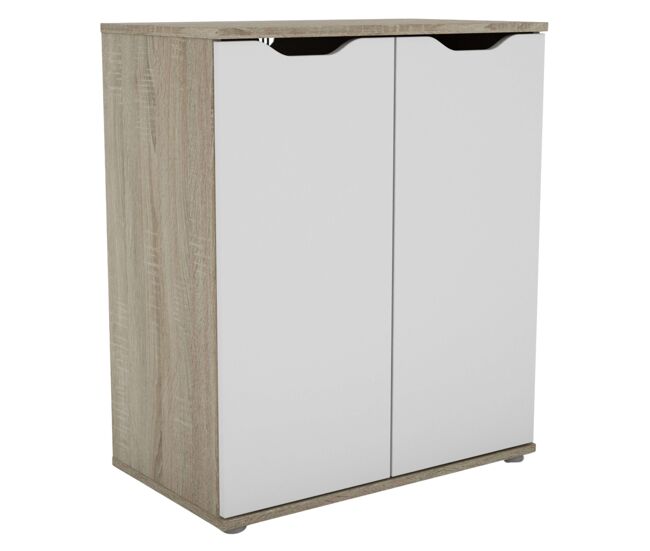 Aparador de 2 portas, buffet, armário de armazenamento parc modern living room branco fosco e carvalho sonoma 67x79x38 cm