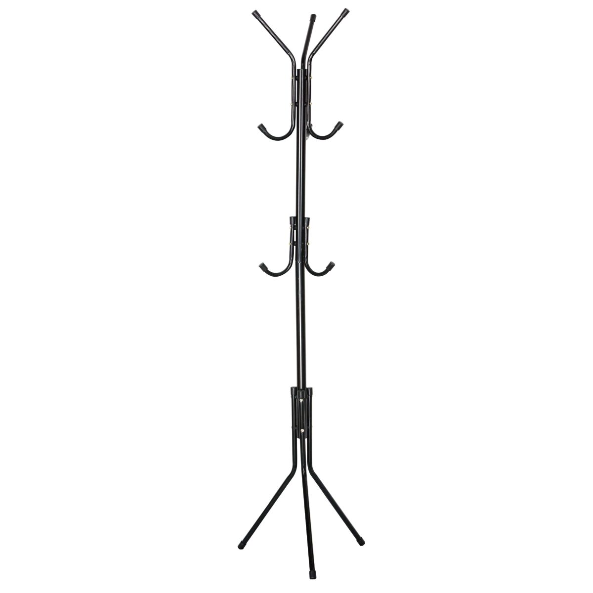 Cabide de entrada de metal preto com 8 cabides, 17x42x17 cm