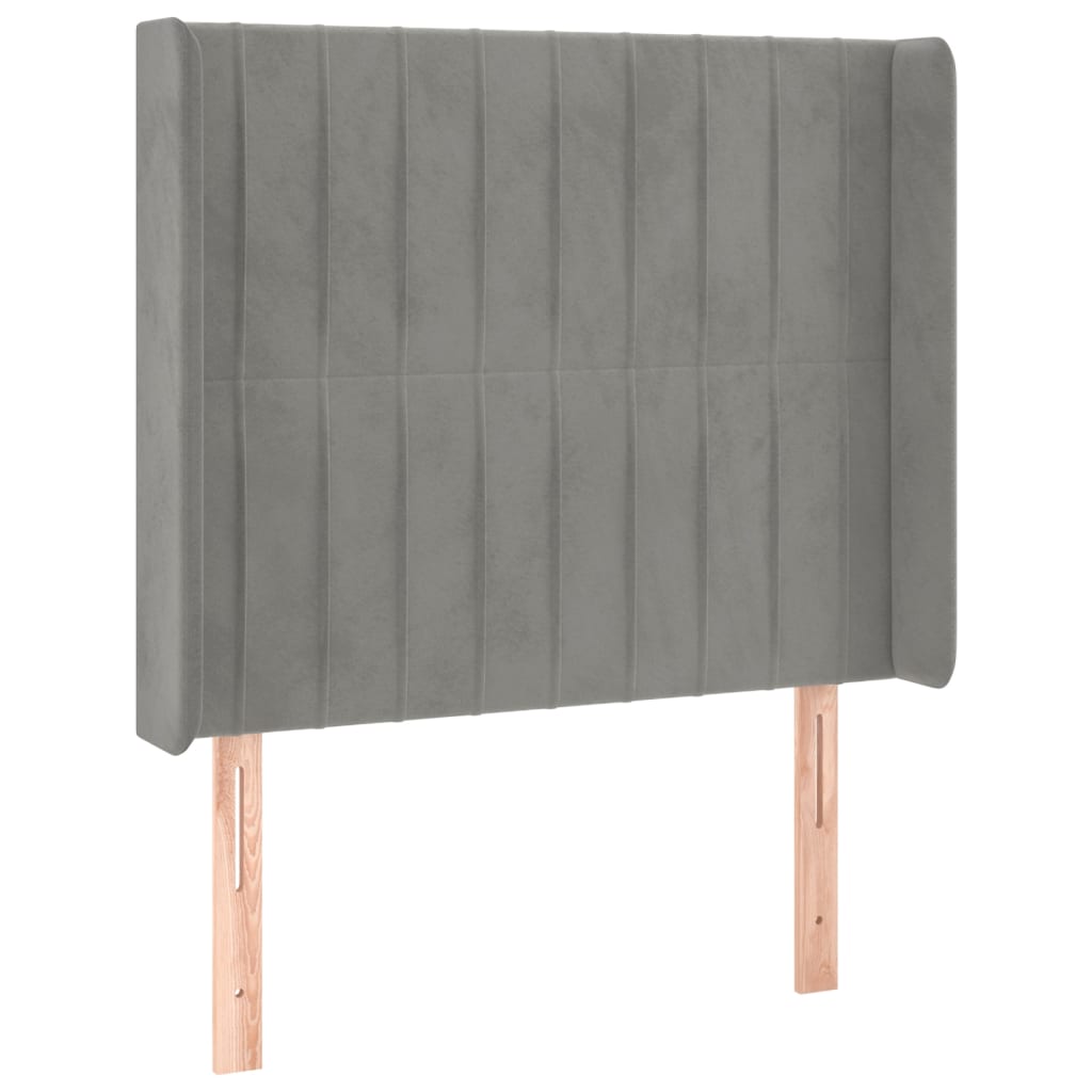 Vidaxl cabeceira de cama c/ abas veludo 83x16x118/128cm cinzento-claro