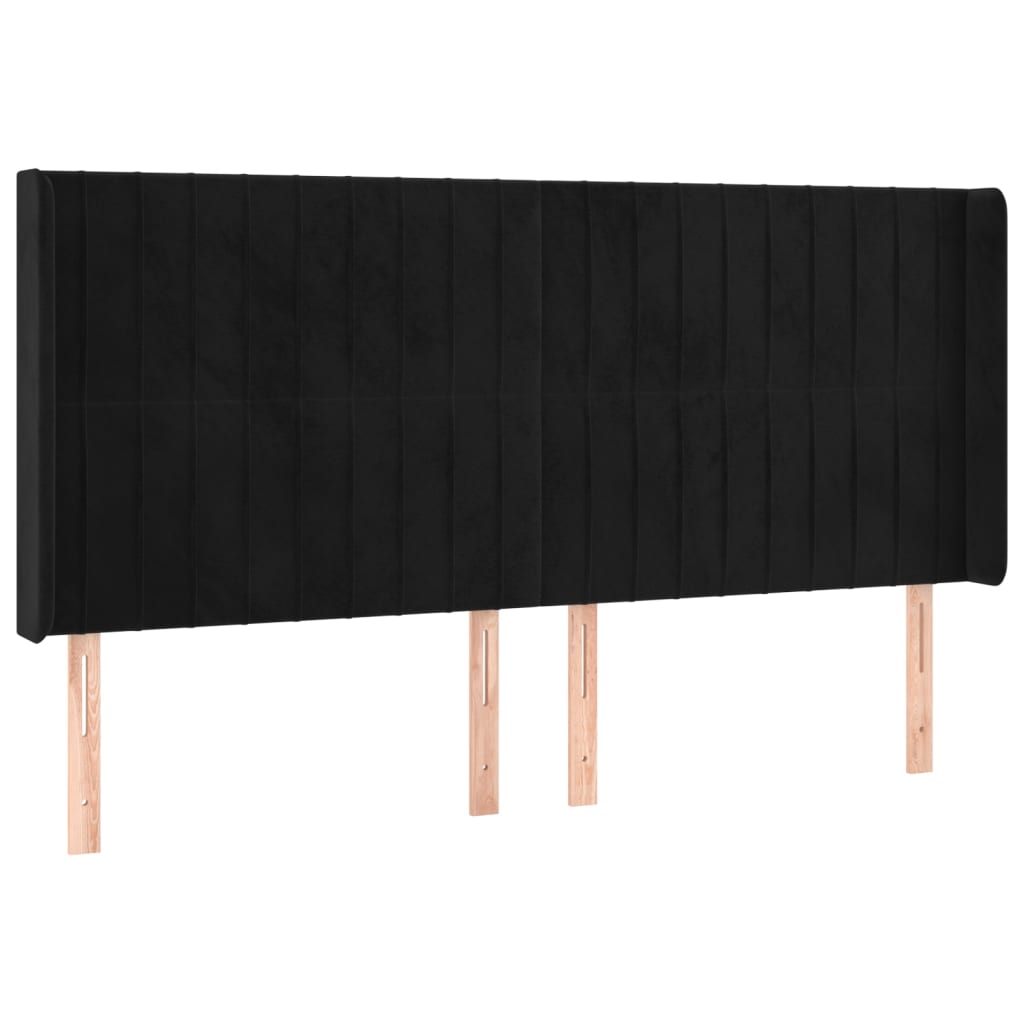 Vidaxl cabeceira de cama c/ abas veludo 183x16x118/128 cm preto