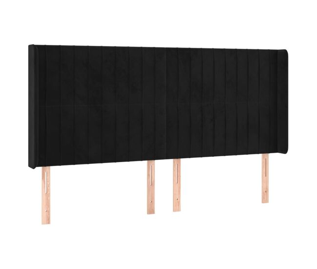 Vidaxl cabeceira de cama c/ abas veludo 183x16x118/128 cm preto