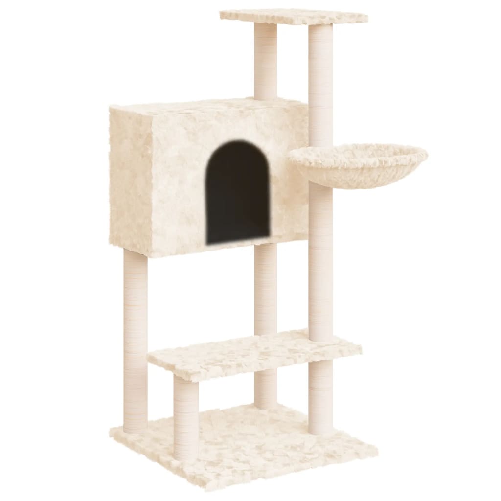 Vidaxl árvore p/ gatos c/ postes arranhadores sisal 108,5 cm cor creme