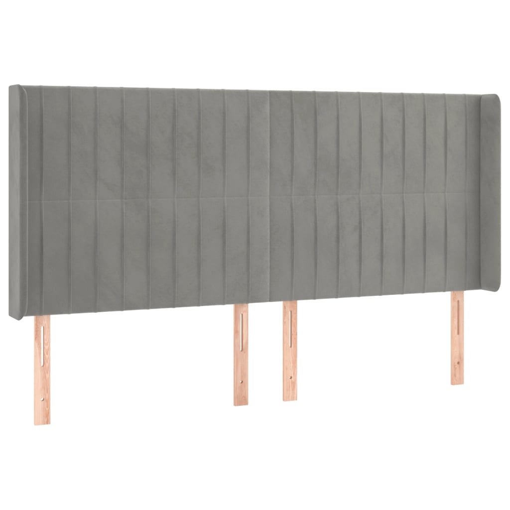 Vidaxl cabeceira cama c/ abas veludo 183x16x118/128 cm cinzento-claro