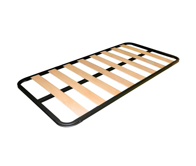 Base de cama 90x180 cm em tubo de aço 30x30 mm com reforço central de ripas de choupo (sem pés, 90x180 cm)