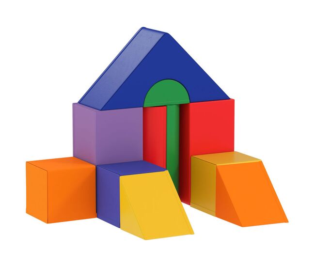 Homcom conjunto de 11 blocos de espuma para crianças blocos de contrução brinquedo de aprendizagem para crianças 1-3 anos 50x50x25 cm multicor