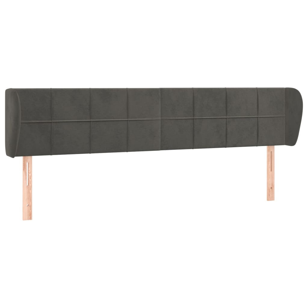 Vidaxl cabeceira de cama c/ abas veludo 183x23x78/88cm cinzento-escuro