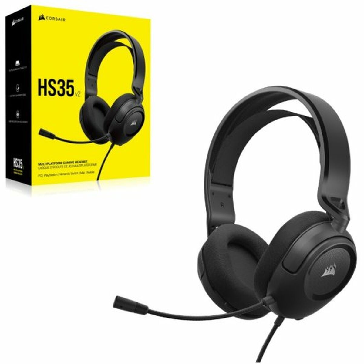 Auriculares com microfone corsair hs35 v2 preto