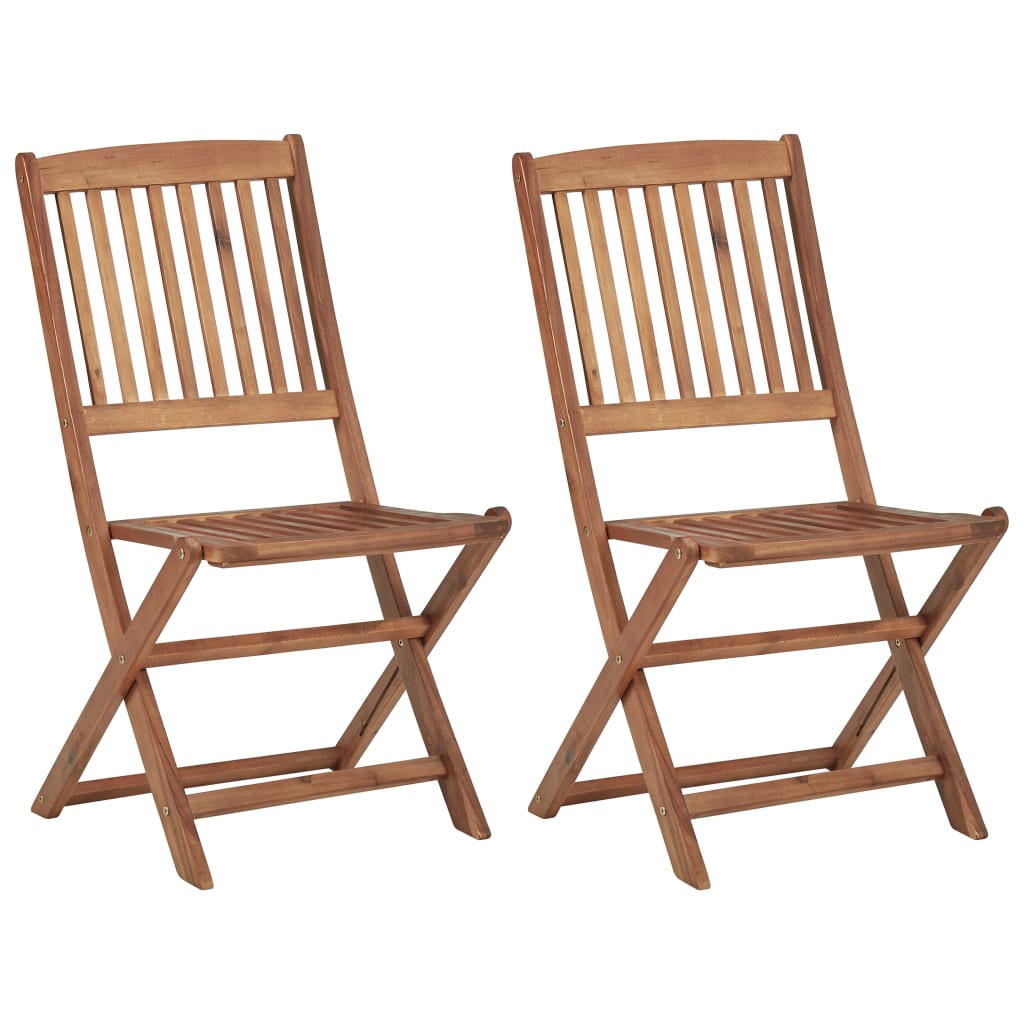 Vidaxl cadeiras de jardim dobráveis 2 pcs madeira acácia maciça