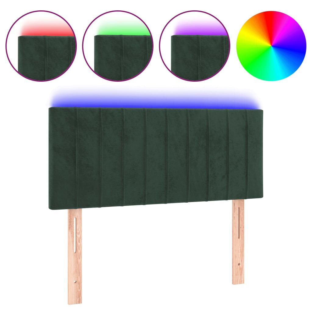 Vidaxl cabeceira de cama c/ luzes led veludo 80x5x78/88cm verde-escuro