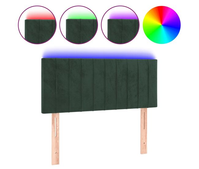 Vidaxl cabeceira de cama c/ luzes led veludo 80x5x78/88cm verde-escuro