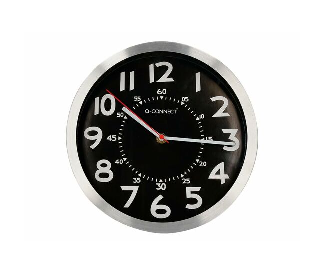 Relógio de parede q-connect kf16948 preto ø 25 cm metal