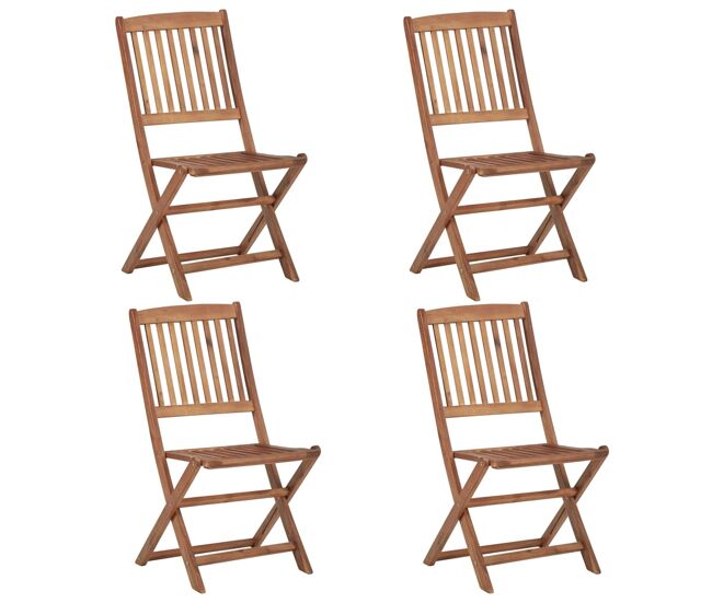 Vidaxl cadeiras de jardim dobráveis 4 pcs madeira de acácia maciça
