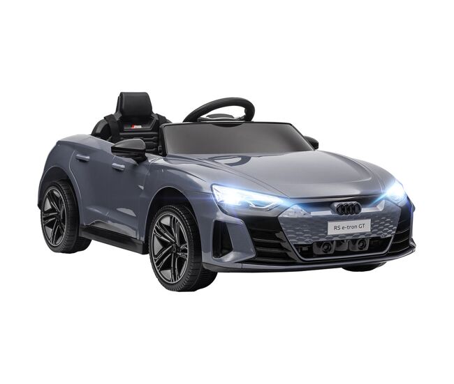 Homcom carro électrique audi rs e-tron gt para enfants de 3-6 anos carro de bateria 12v com 2 motores controlo remoto faróis led buzina música usb e abertura de porta 3-5km/h 103x58x41 cm gris