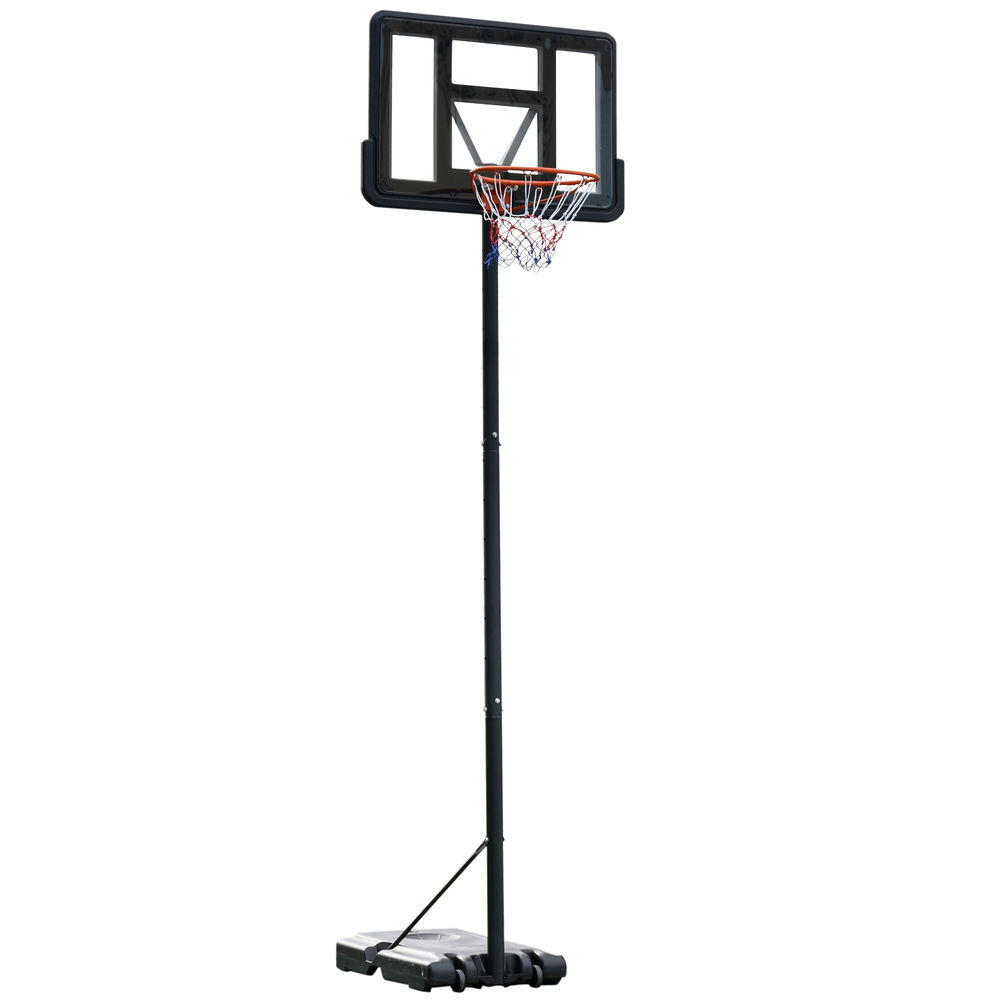 Homcom cesta de basquetebol de exterior com altura ajustável 220-365 cm aro de basquetebol com suporte cesta de basquetebol com rodas base