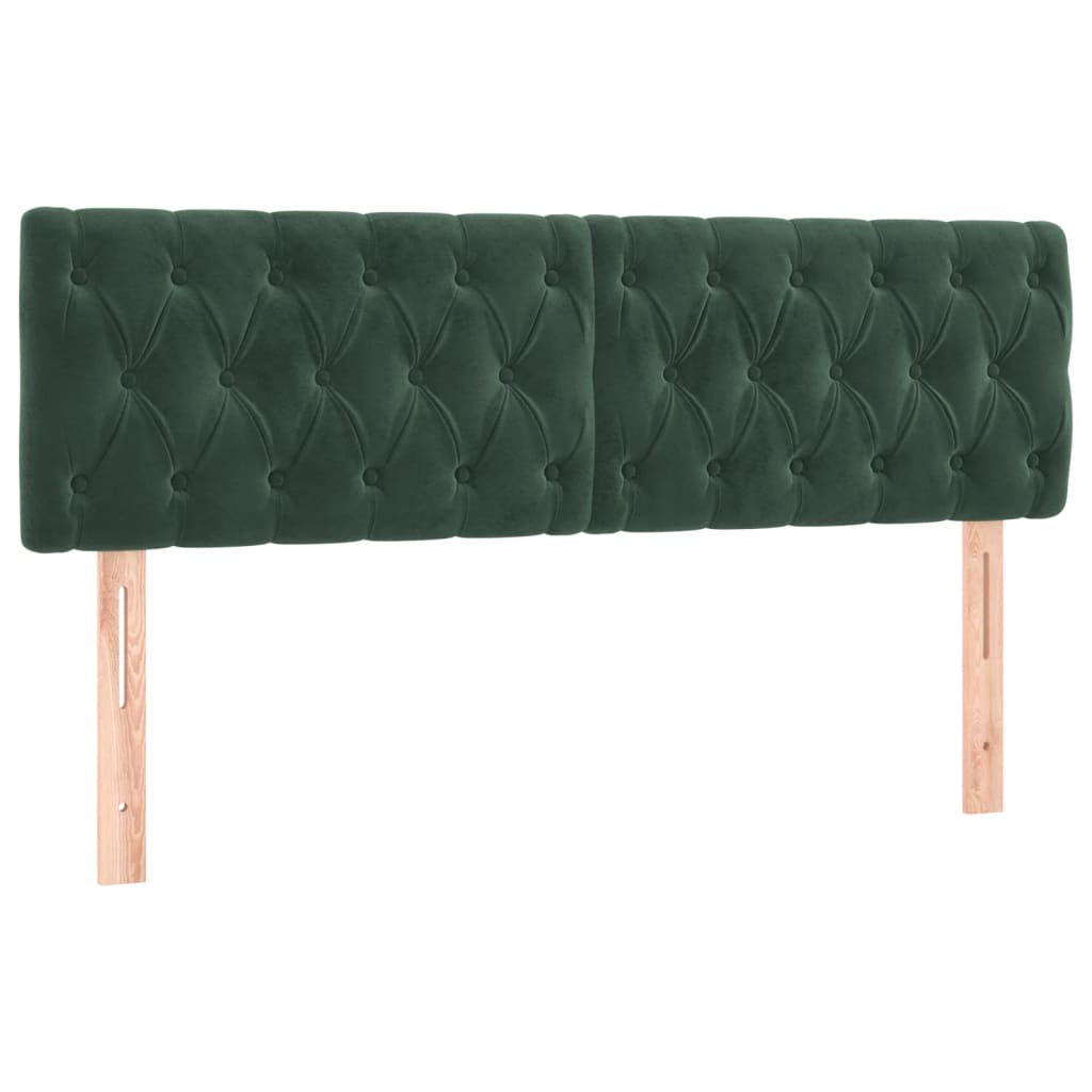 Vidaxl cabeceira de cama 2 pcs veludo 80x7x78/88 cm verde-escuro
