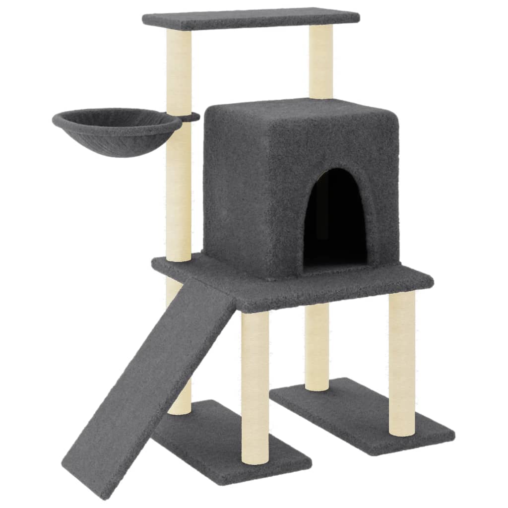 Vidaxl árvore gatos c/ postes arranhadores sisal 96,5 cm cinza-escuro