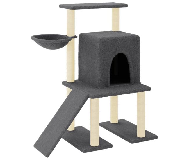 Vidaxl árvore gatos c/ postes arranhadores sisal 96,5 cm cinza-escuro