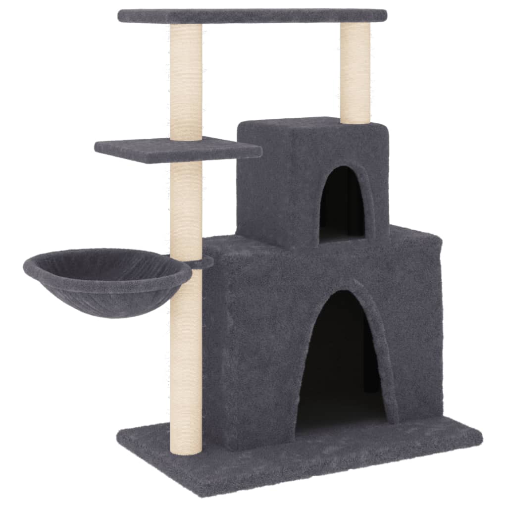 Vidaxl árvore p/ gatos c/ postes arranhadores sisal 83 cm cinza-escuro