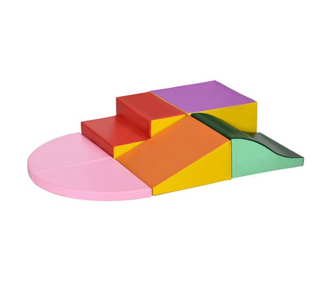Homcom conjunto de 6 blocos de espuma para enfants de 18-36 meses brinquedo educativo de construção infantil para escalar 150x100x24cm multicor