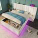 Cama de casal de pu com armazenamento 247x211 Cama de casal de pu com armazenamento 247x211 Branco