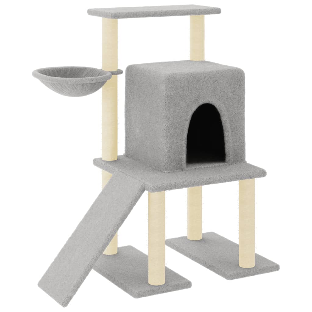 Vidaxl árvore p/ gatos c/ postes arranhadores sisal 96,5cm cinza-claro