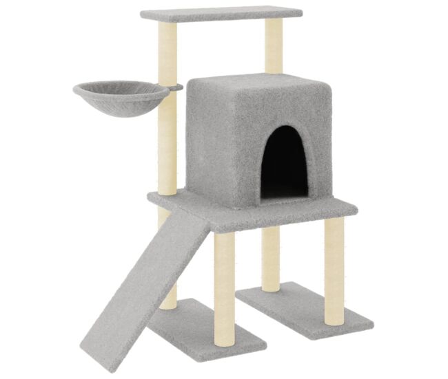 Vidaxl árvore p/ gatos c/ postes arranhadores sisal 96,5cm cinza-claro