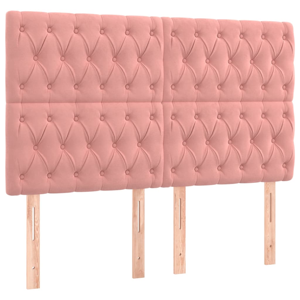 Vidaxl cabeceira rosa 160x7x118/128 cm veludo