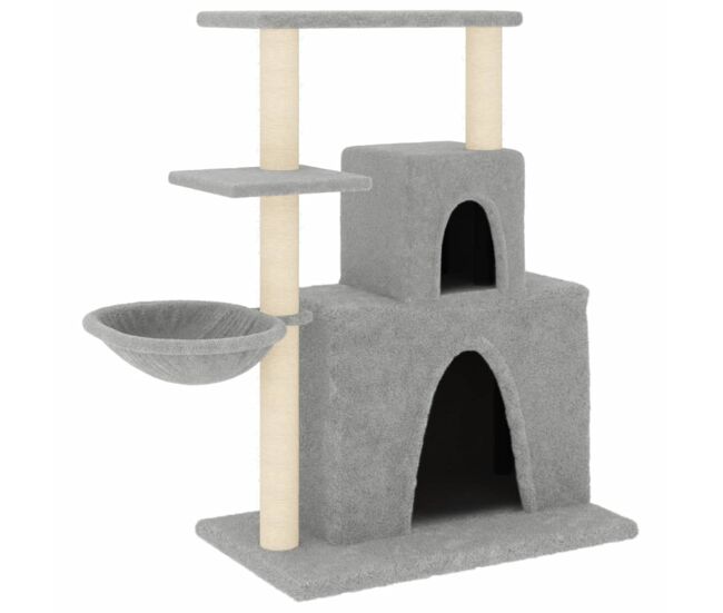 Vidaxl árvore p/ gatos c/ postes arranhadores sisal 83 cm cinza-claro