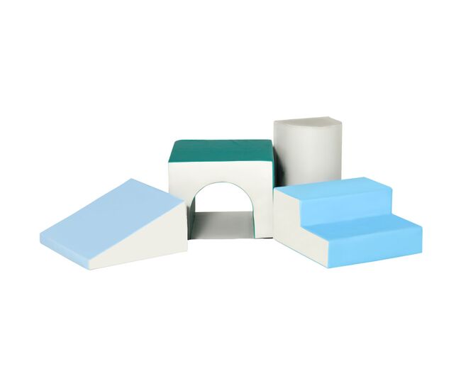 Homcom conjunto de 4 blocos de espuma para crianças de 1-3 anos figuras de construção brinquedo de aprendizagem infantil estofado em pu 150x50x39cm