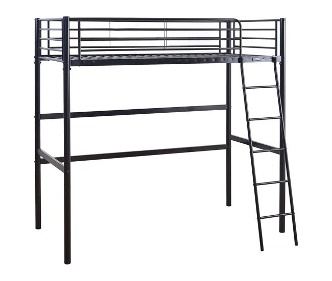 Cama alta de metal "alora" - 90 x 190 cm - noir
