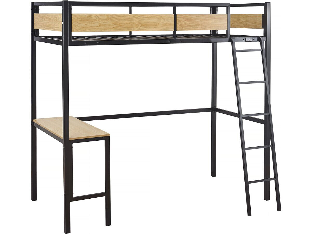 Cama mezanino "ethan" com mesa - 90 x 190 cm - noir