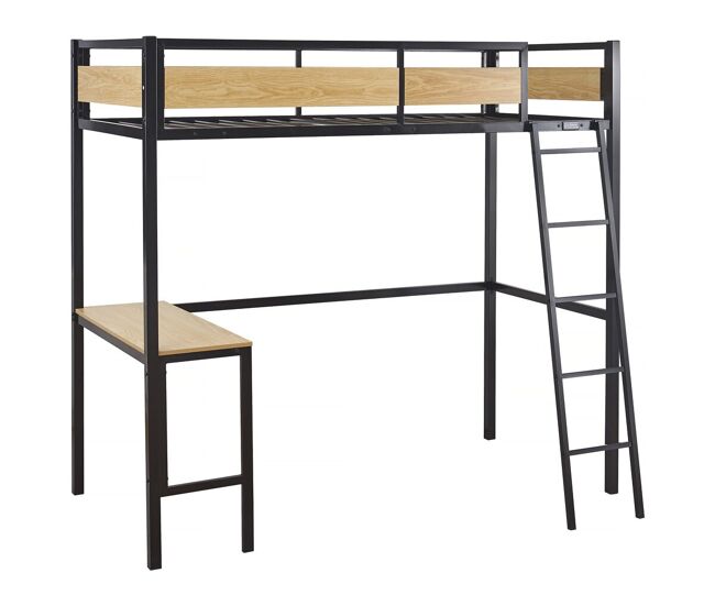Cama mezanino "ethan" com mesa - 90 x 190 cm - noir
