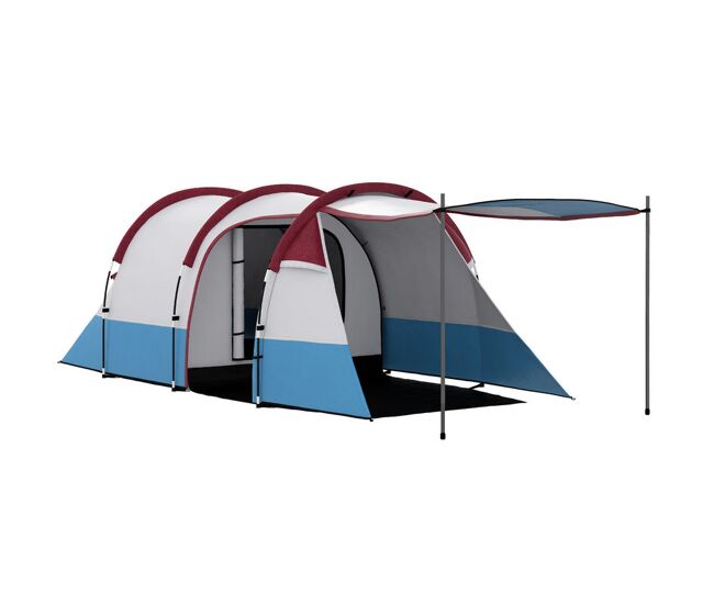 Outsunny tenda de campismo familiar para 3 pessoas tenda de campismo dobrável leve com 2 divisões bolsa de transporte impermeável 2000 mm para praia e