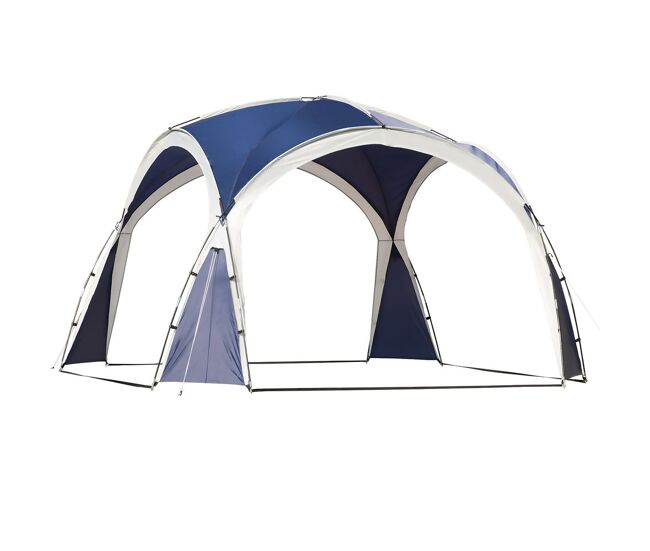 Outsunny abrigo de campismo 3,5x3,5 m toldo de campismo dobrável com gancho proteção uv e bolsa de transporte para jardim pátio piquenique azul e
