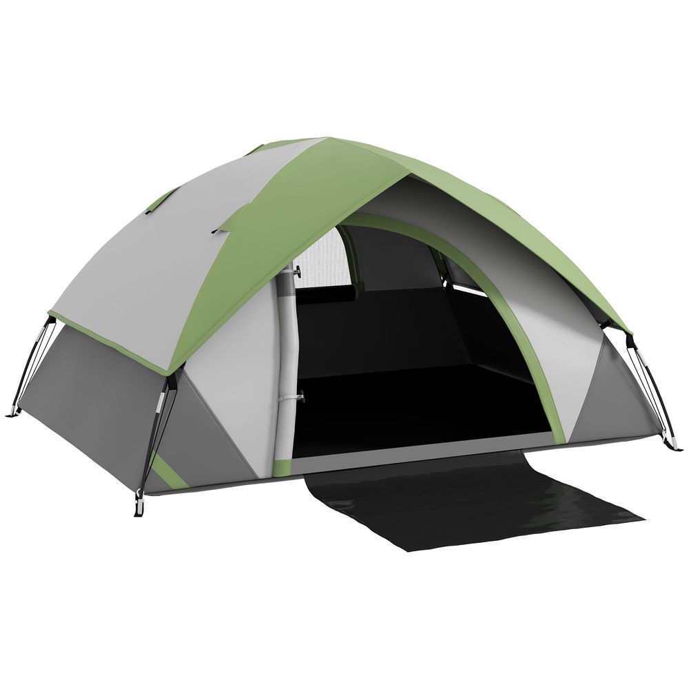 Outsunny tenda de campismo para 1-2 pessoas tenda de campismo dobrável com janela e bolsa de transporte impermeável 3000 mm 210x150x110 cm verde