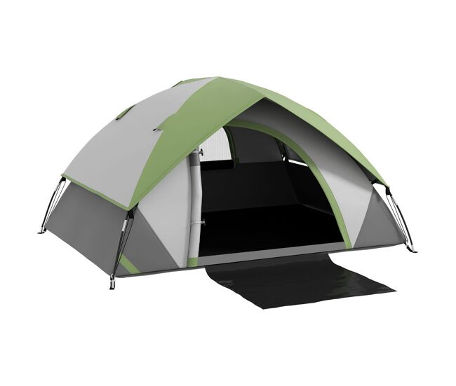 Outsunny tenda de campismo para 1-2 pessoas tenda de campismo dobrável com janela e bolsa de transporte impermeável 3000 mm 210x150x110 cm verde