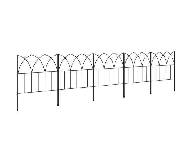 Outsunny cercas de jardim 205x45,5 cm conjunto de 5 cercas decorativas para jardim de metal combinação livre barreira para animais para terraço pátio