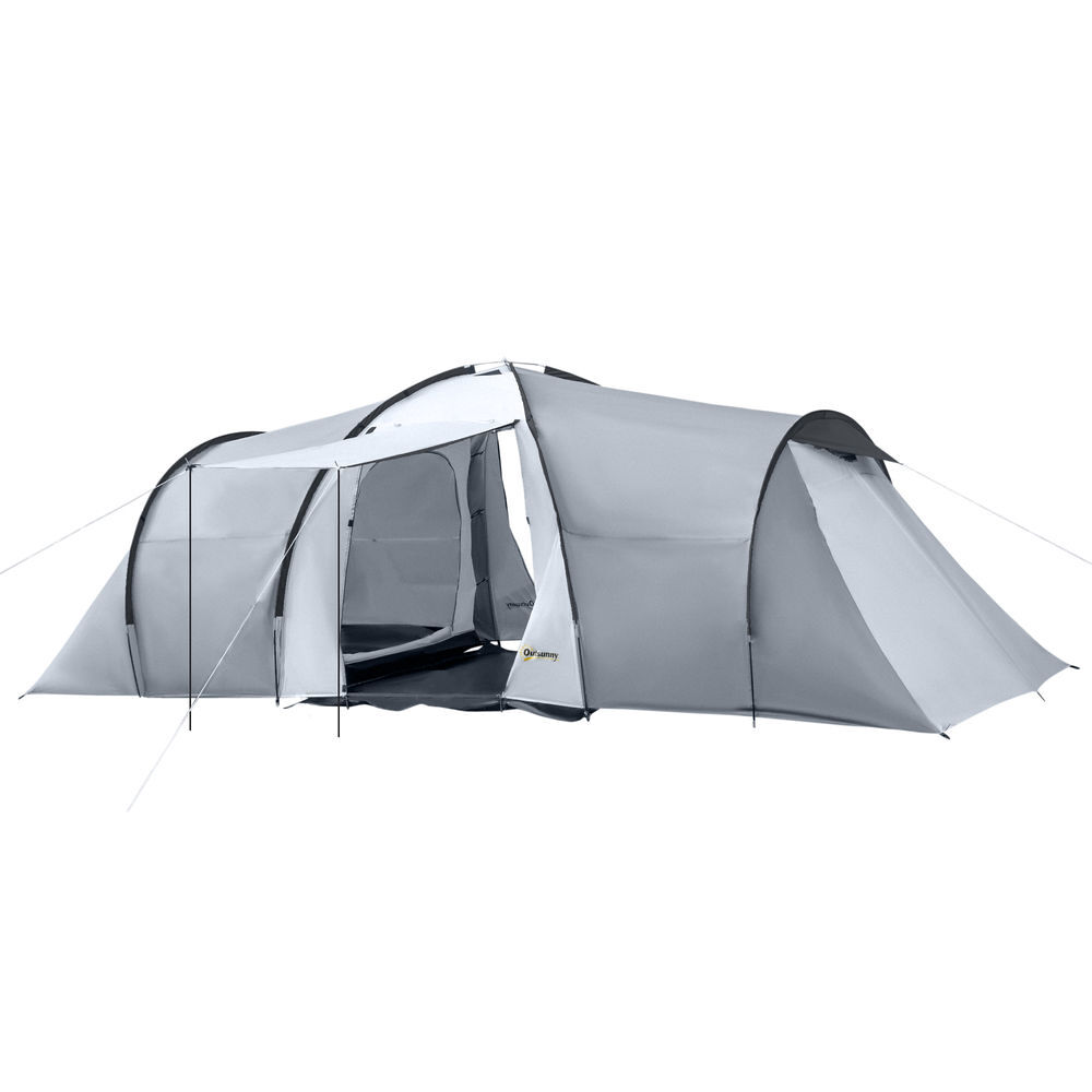 Outsunny tenda de campismo familiar para 4-6 pessoas tenda de campismo dobrável com 2 janelas e bolsa de transporte impermeável anti-uv para