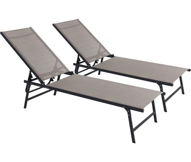 Conjunto de 2 espreguiçadeiras metálicas "sublima" - 180 x 54 x 104 cm - taupe
