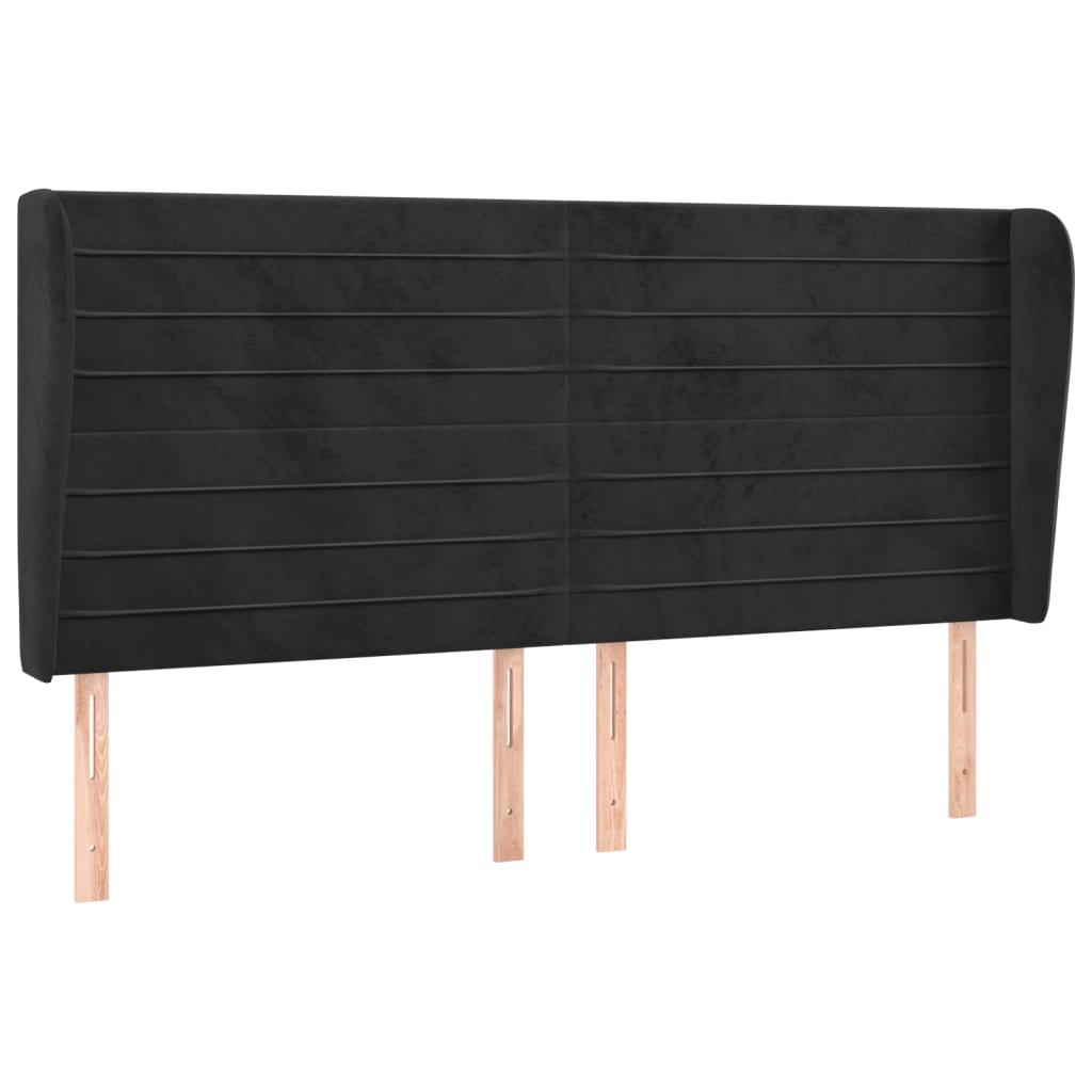 Vidaxl cabeceira de cama c/ abas veludo 163x23x118/128 cm preto